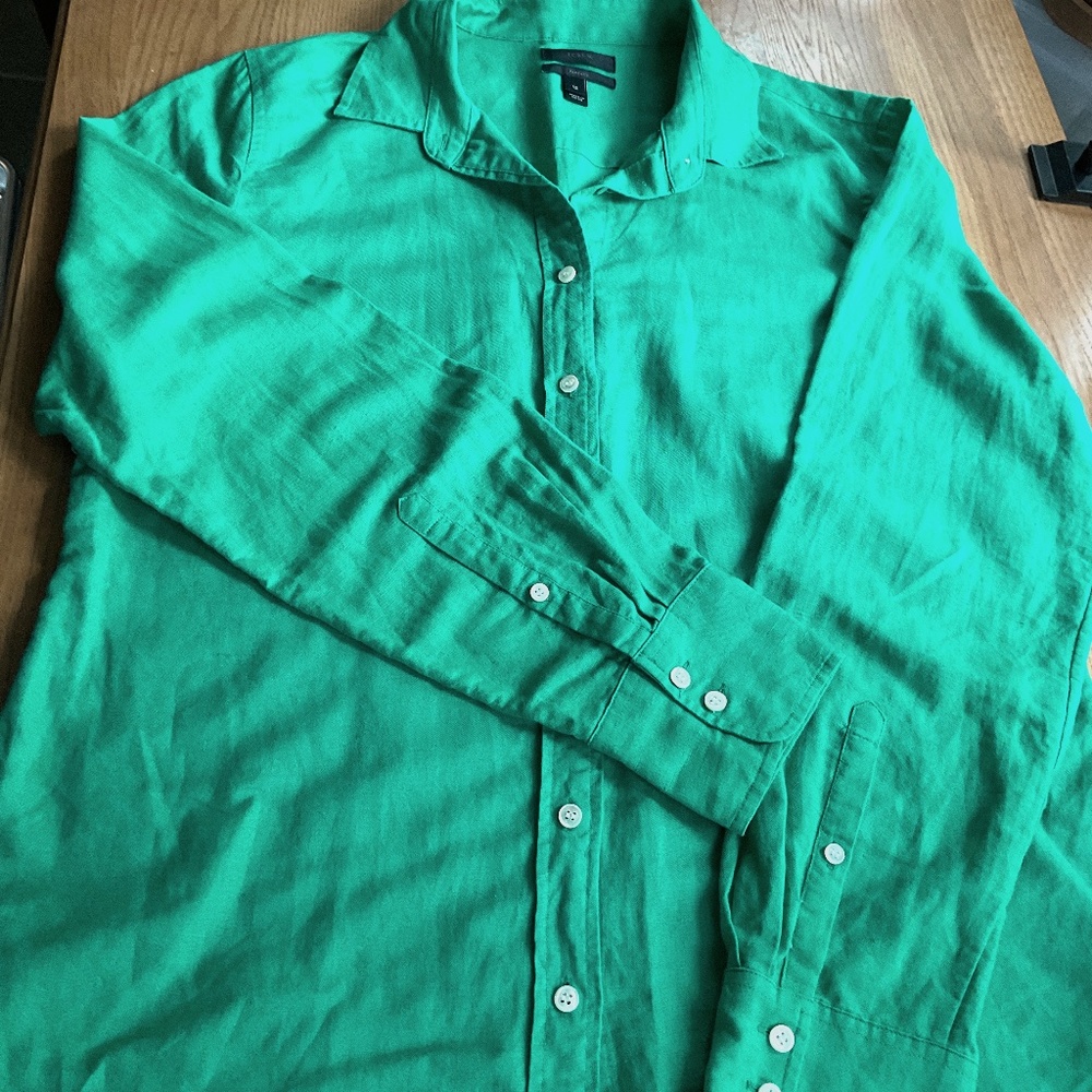 J.Crew green  long sleeve top, size 12